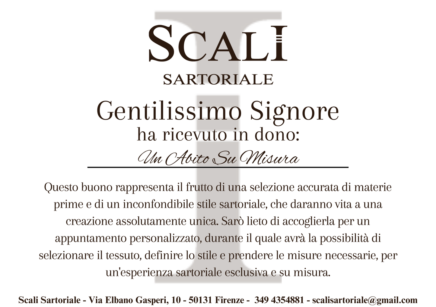 Buono Regalo Abito su Misura