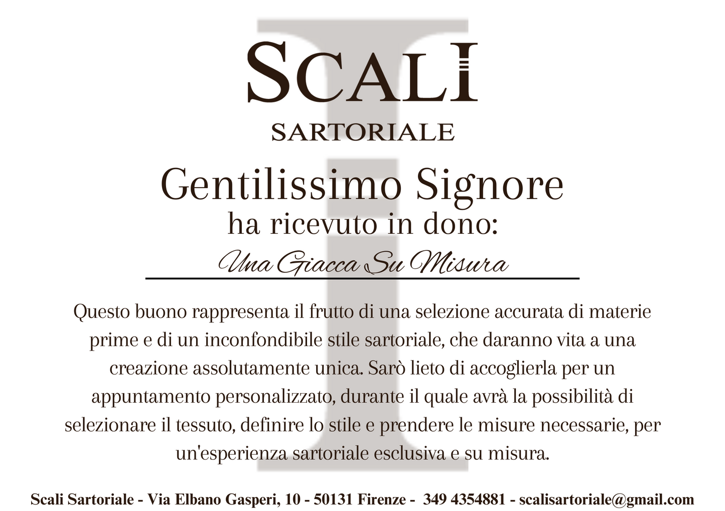 Buono Regalo Giacca su Misura