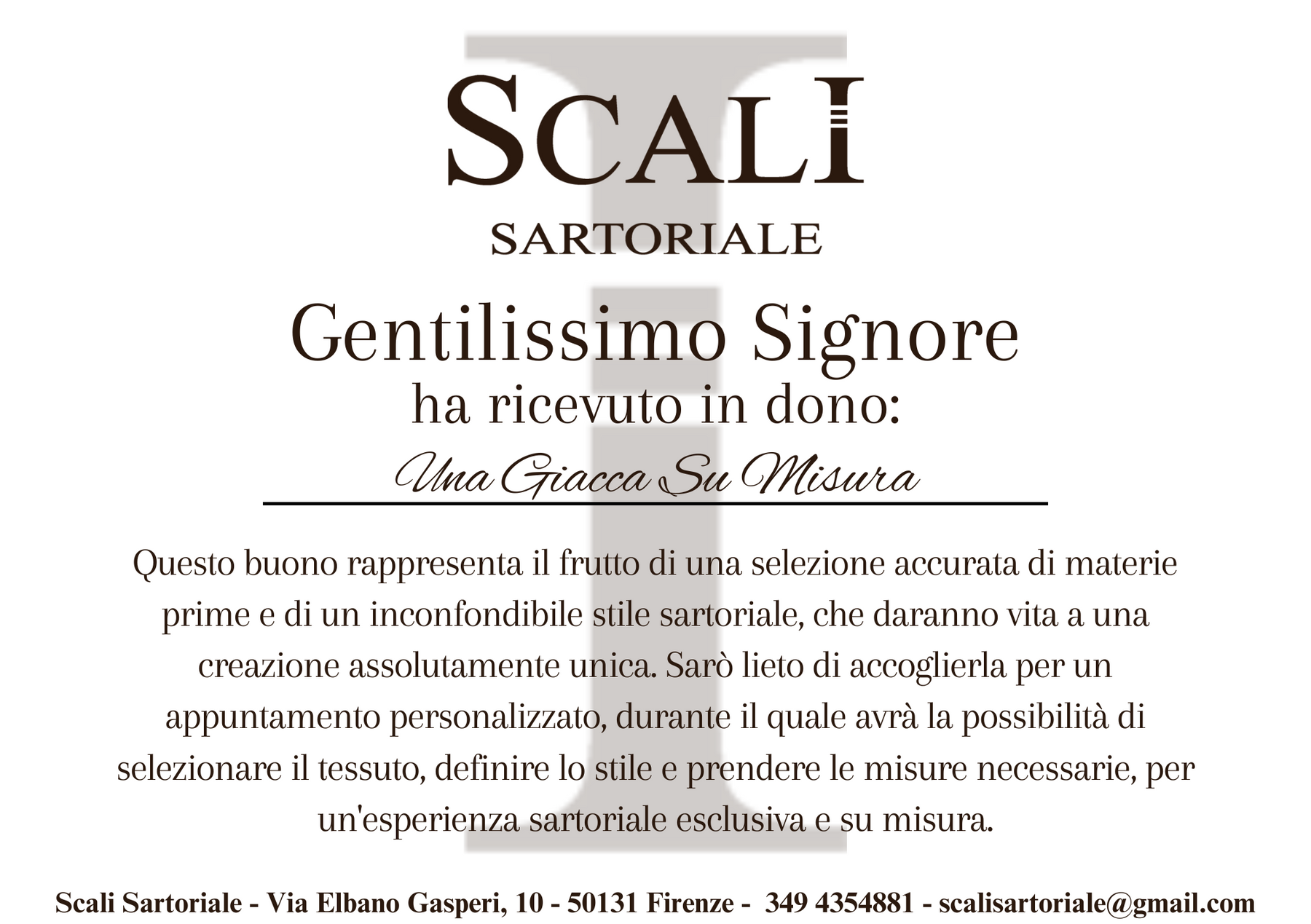 Buono Regalo Giacca su Misura