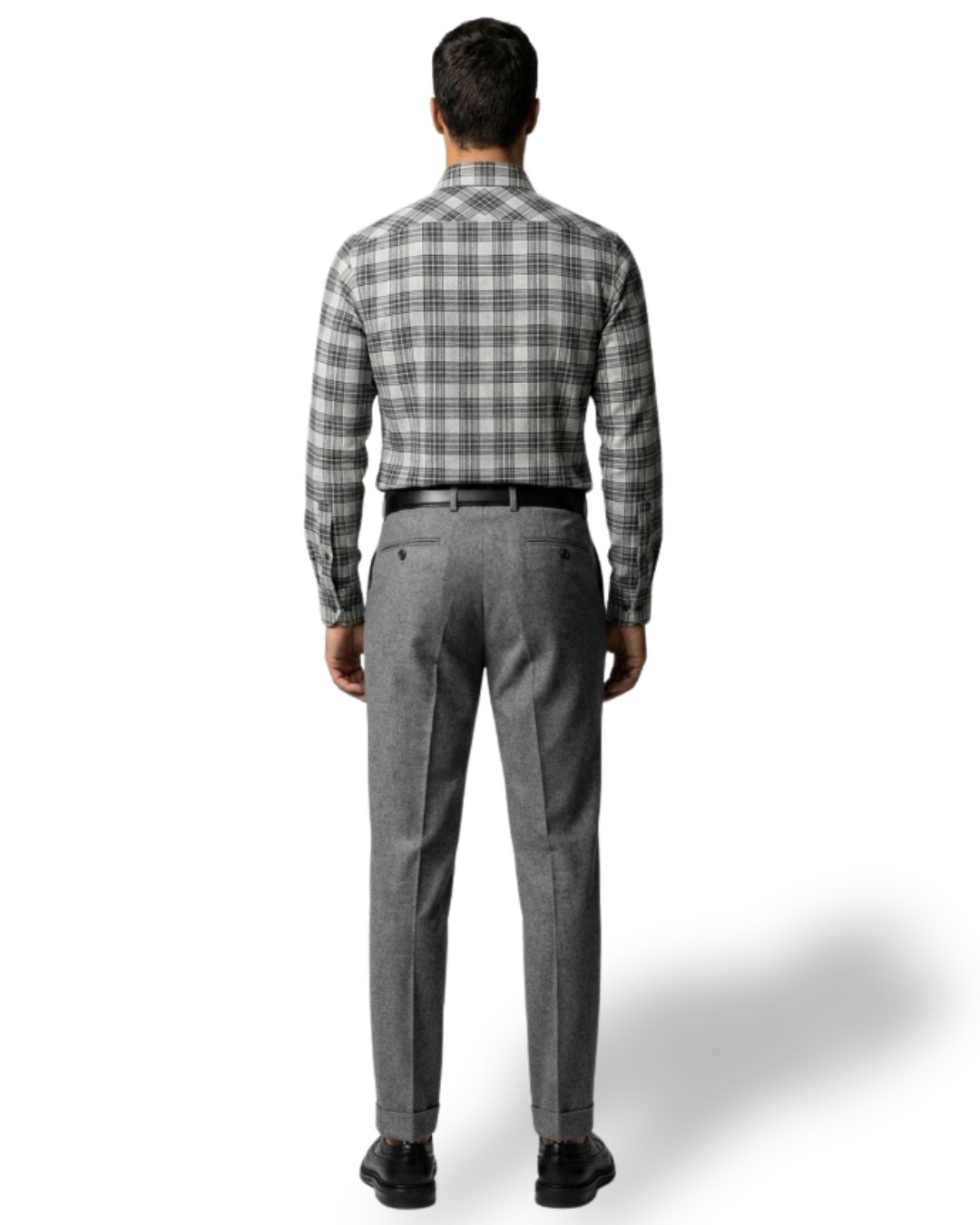 Camicia Sartoriale in Flanella – Grigio a Quadri (Button-down)