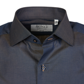 Camicia in Twill Melange Grigio/Marrone di Scali Sartoriale