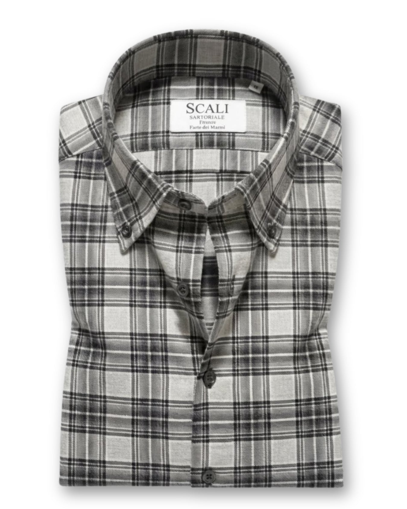 Camicia Sartoriale in Flanella – Grigio a Quadri (Button-down)