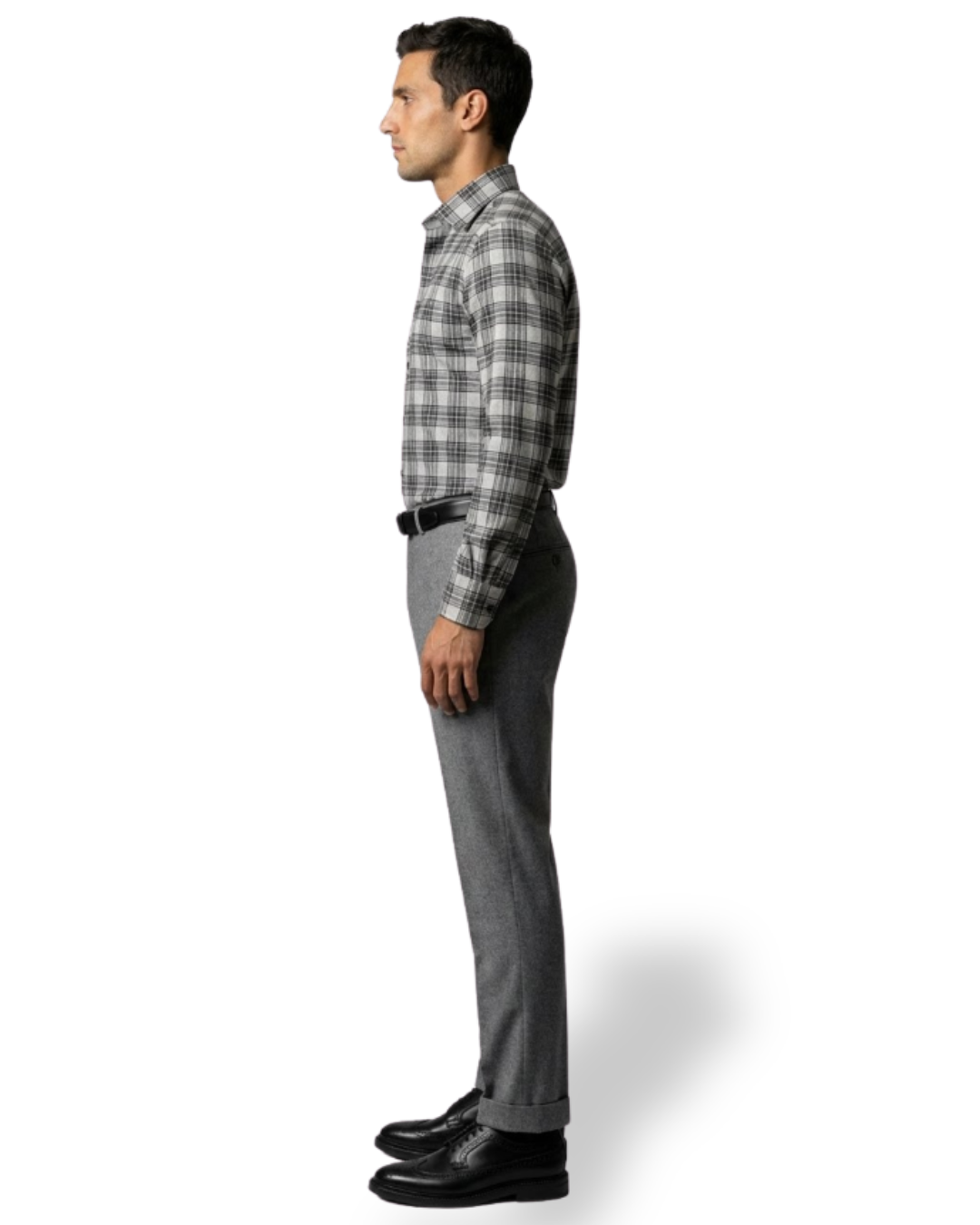 Camicia Sartoriale in Flanella – Grigio a Quadri (Button-down)