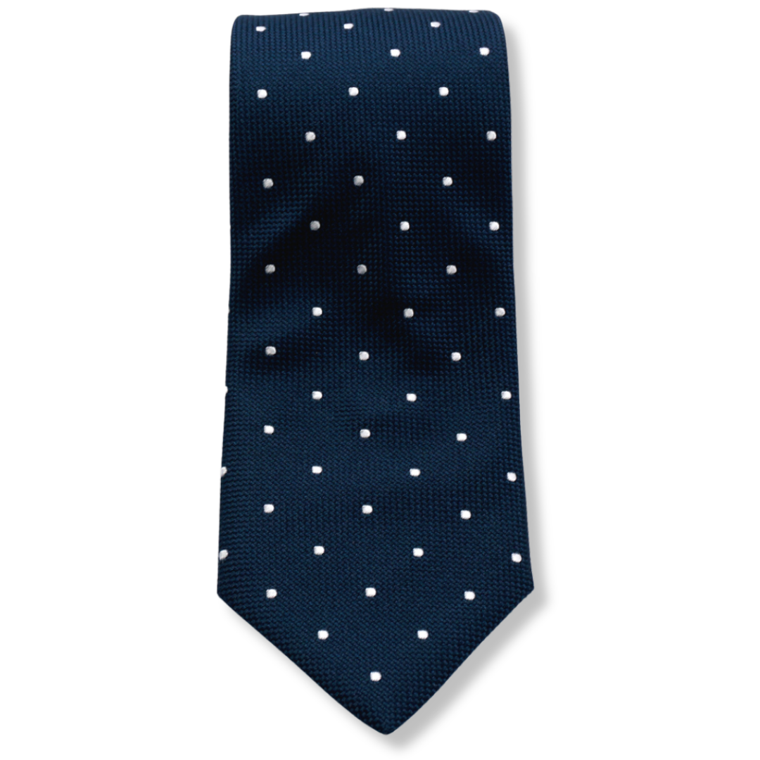 Cravatta Pois Blu Pura Seta