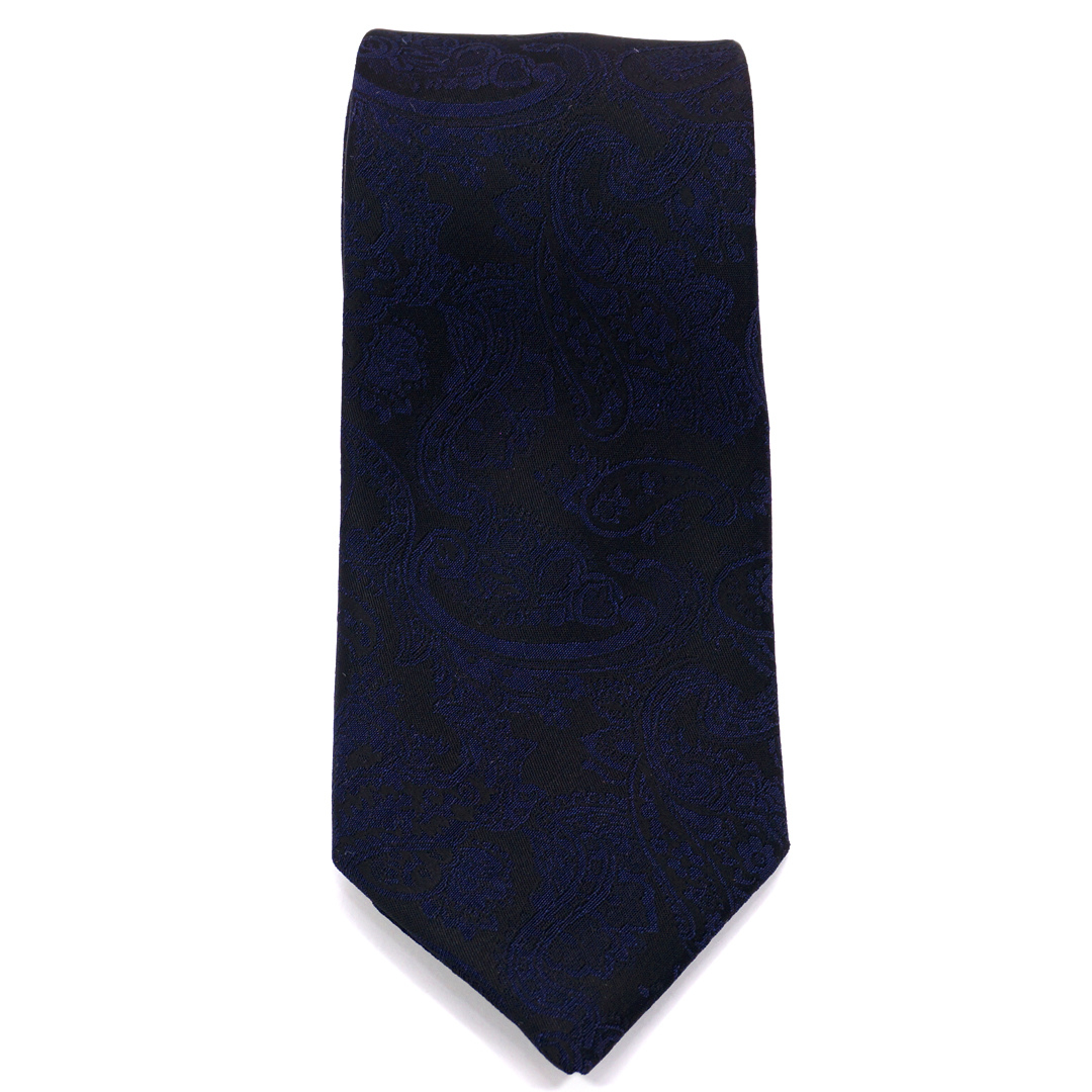 Cravatta Blu Disegno Cachemire Pura Seta