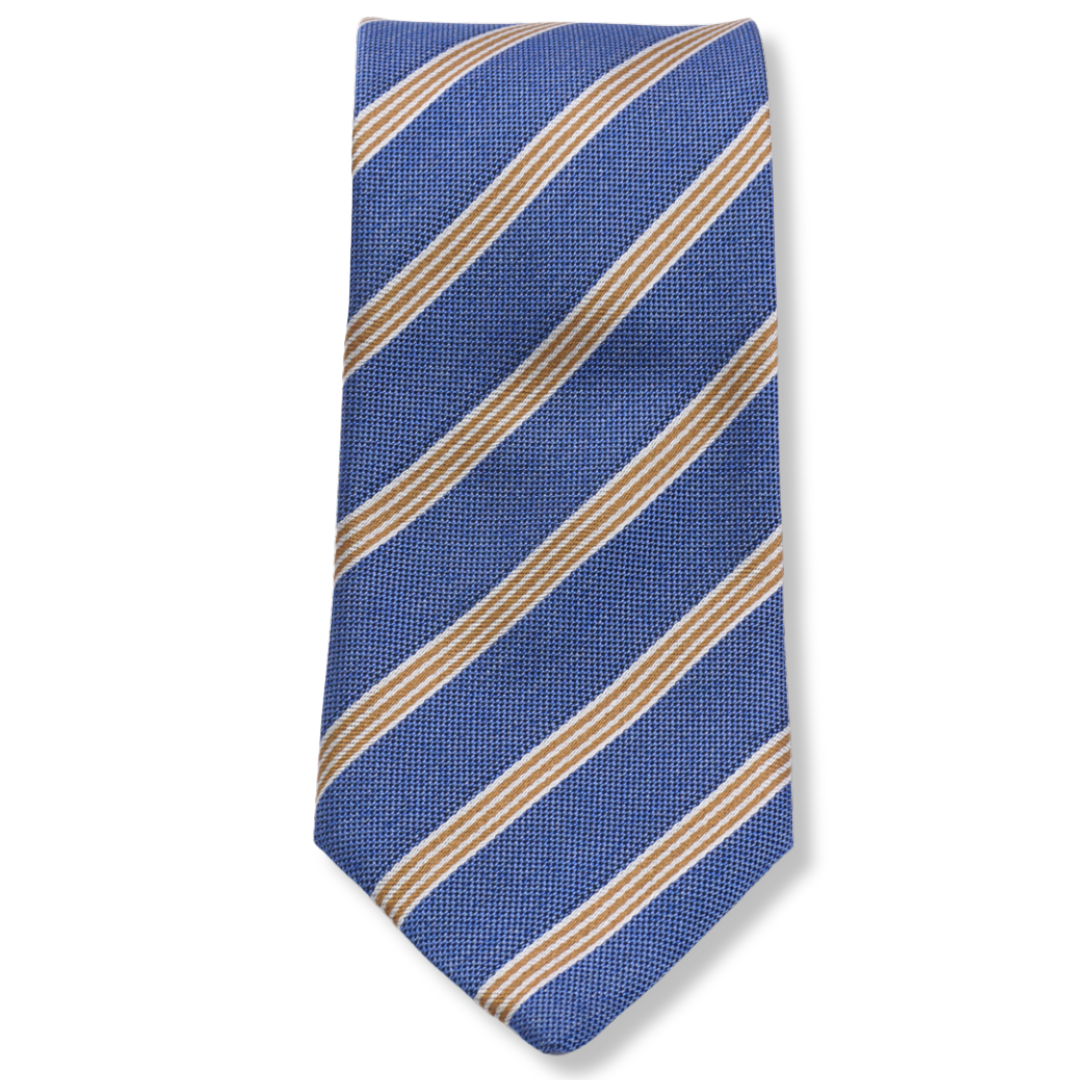 Cravatta Oxford di Seta Rigata Celeste