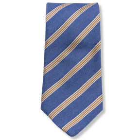 Cravatta Oxford di Seta Rigata Celeste