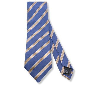 Cravatta Oxford di Seta Rigata Celeste